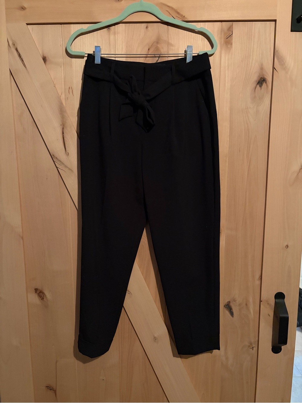 Banana Republic Black Paperbag Waist  Tapered Pants Ankle Length